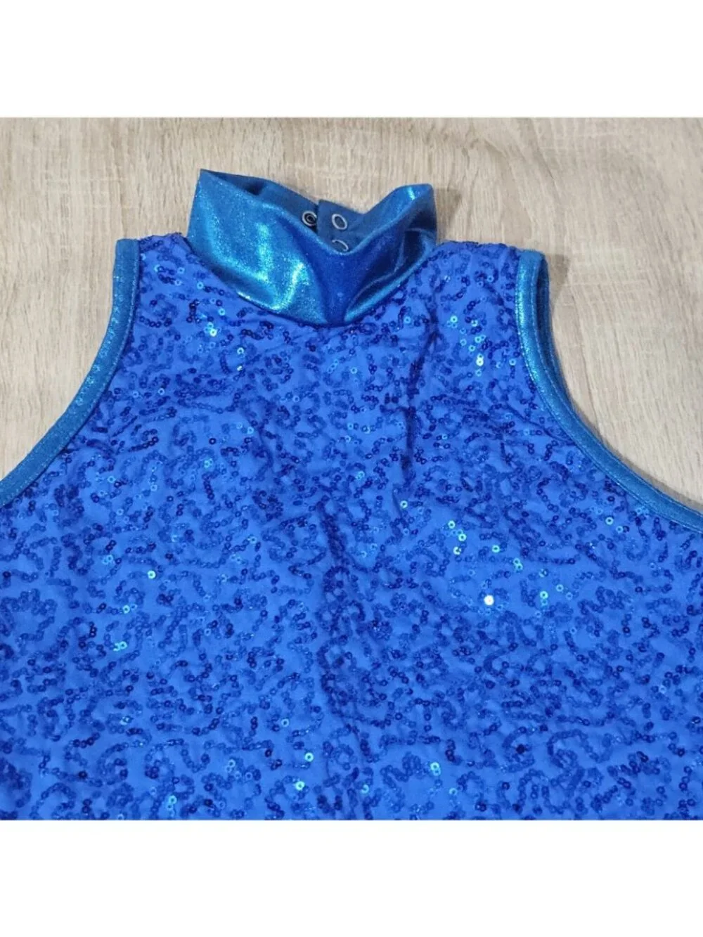 Balera Girls Size LC Us L 12-14 Ultra Sparkle Sleeveless Dance Dress Blue Costum